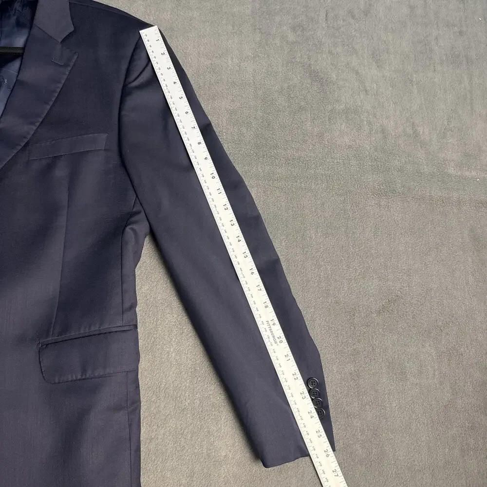 Ermenegildo Zegna Blazer Mens Navy Blue Check Wool and Silk Jacket Mens 44R
